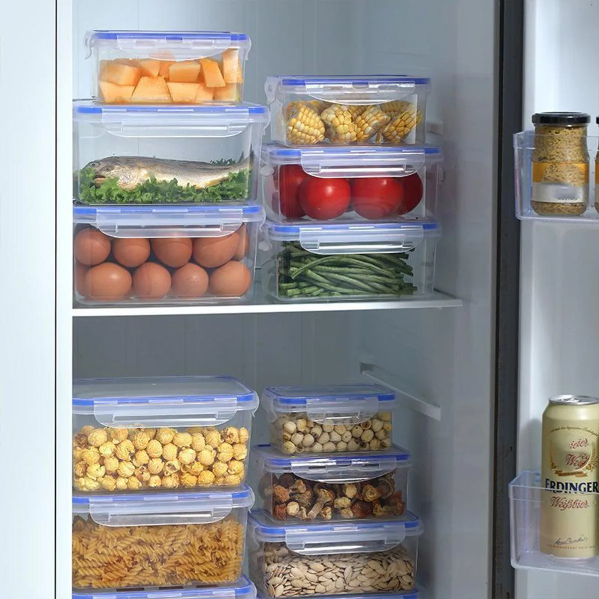 3PCS Clear Airtight Food Storage Containers Refrigerator Freezer Pantry Box