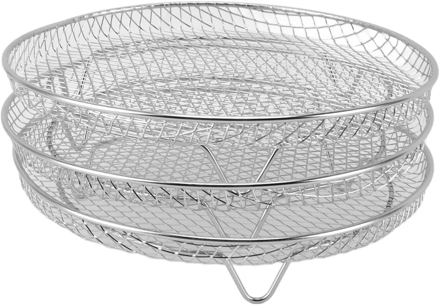 3PCS Stackable Multi Layer Dehydrator Rack, Stainless Steel Fryer Accessories, Convenient Side Design, Versatile Stackable Design, 8 Inch Compatibility, Made of Food Grade 304 (Round)