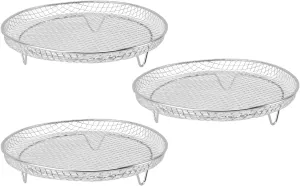 3PCS Stackable Multi Layer Dehydrator Rack - Stainless Steel Fryer Rack, Stackable Design, Multifunctional 8 Inch Compatibility, Designed with Side Handles for Easy Use (Round)