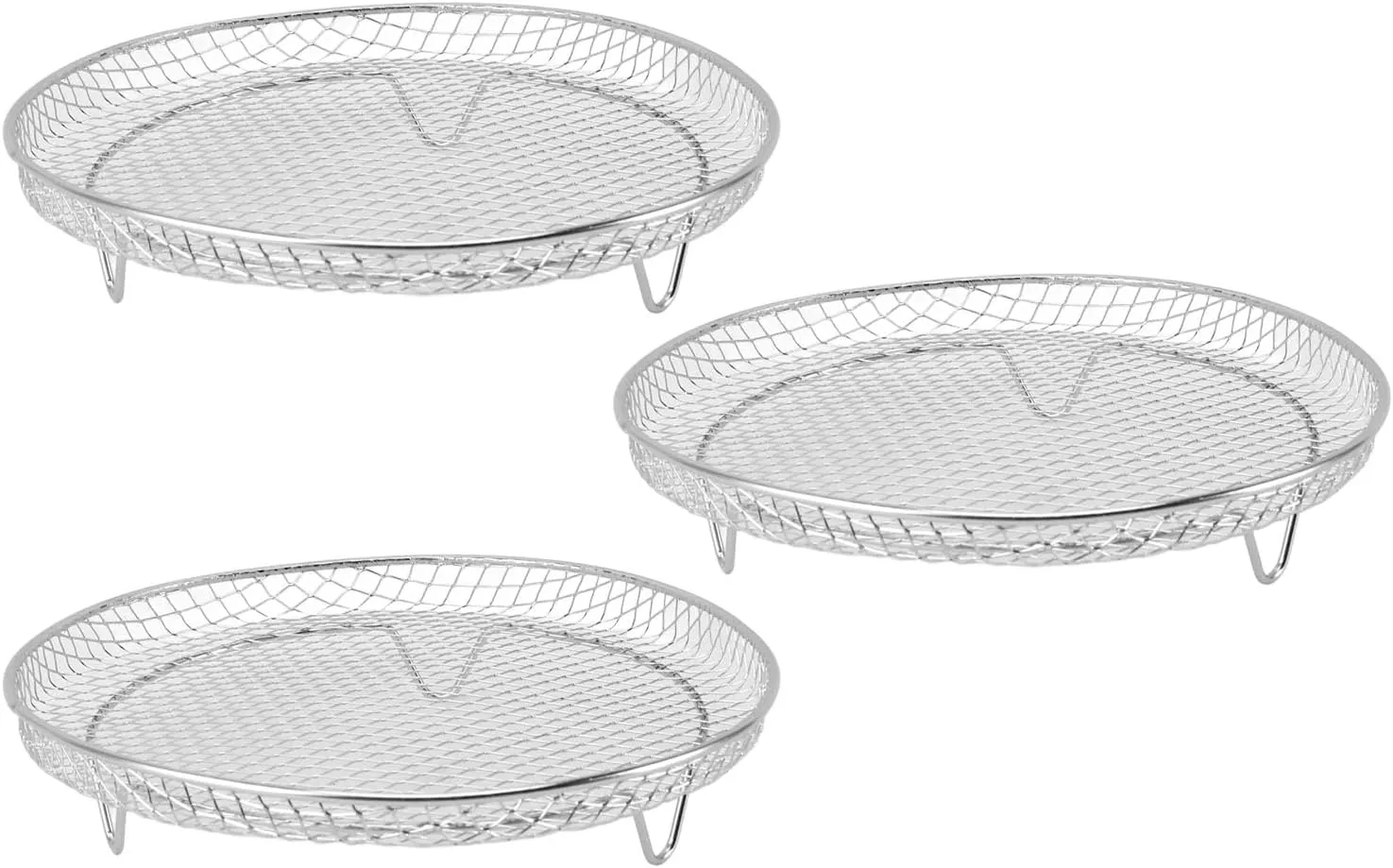 3PCS Stackable Multi Layer Dehydrator Rack - Stainless Steel Fryer Rack, Stackable Design, Multifunctional 8 Inch Compatibility, Designed with Side Handles for Easy Use (Round)