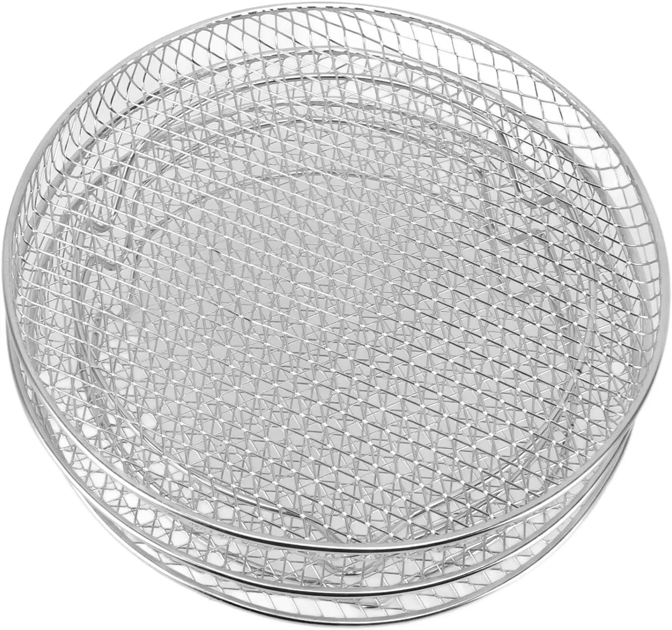 3PCS Stackable Multi Layer Dehydrator Rack - Stainless Steel Fryer Rack, Stackable Design, Multifunctional 8 Inch Compatibility, Designed with Side Handles for Easy Use (Round)