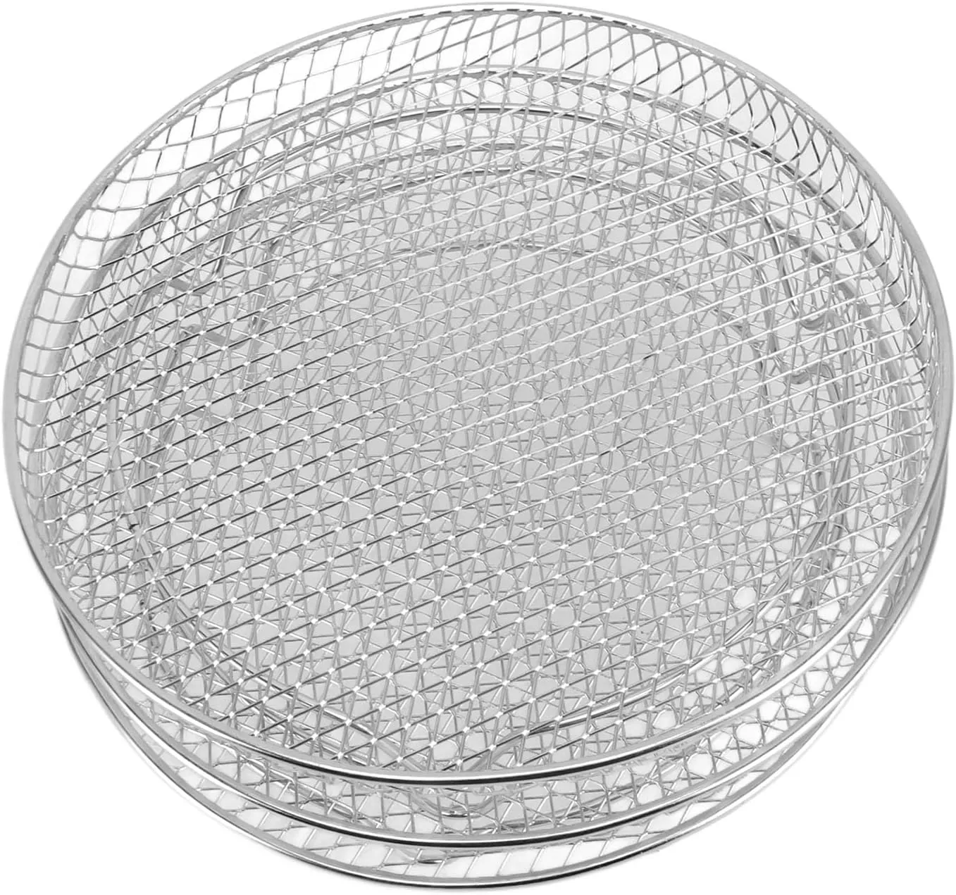 3PCS Stackable Multi Layer Dehydrator Rack - Stainless Steel Fryer Rack, Stackable Design, Multifunctional 8 Inch Compatibility, Designed with Side Handles for Easy Use (Round)