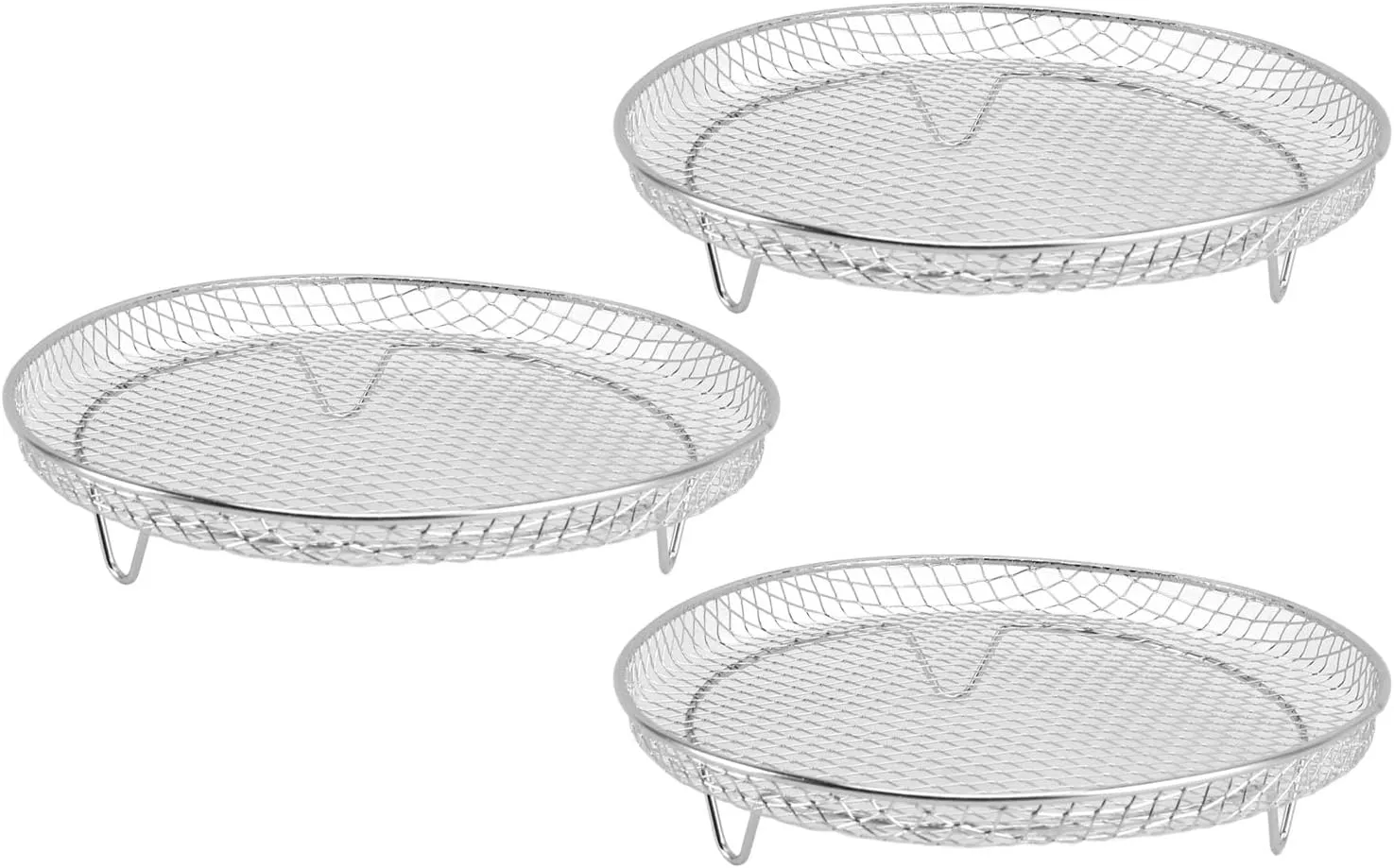 3PCS Stackable Multi Layer Dehydrator Rack - Stainless Steel Fryer Rack, Stackable Design, Multifunctional 8 Inch Compatibility, Designed with Side Handles for Easy Use (Round)