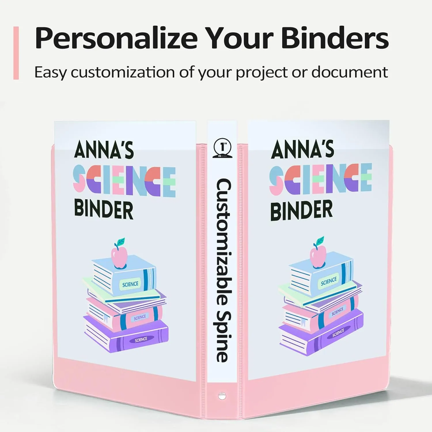 4 Pack Extra Durable 3 Ring Binders 2 Inch, Sooez 2” Three Ring Binder, Eco-Friendly & PVC Free, Customizable Clear View Cover for Letter Size 8.5 x 11'' Paper, Pastel School Office Supplies for Girl