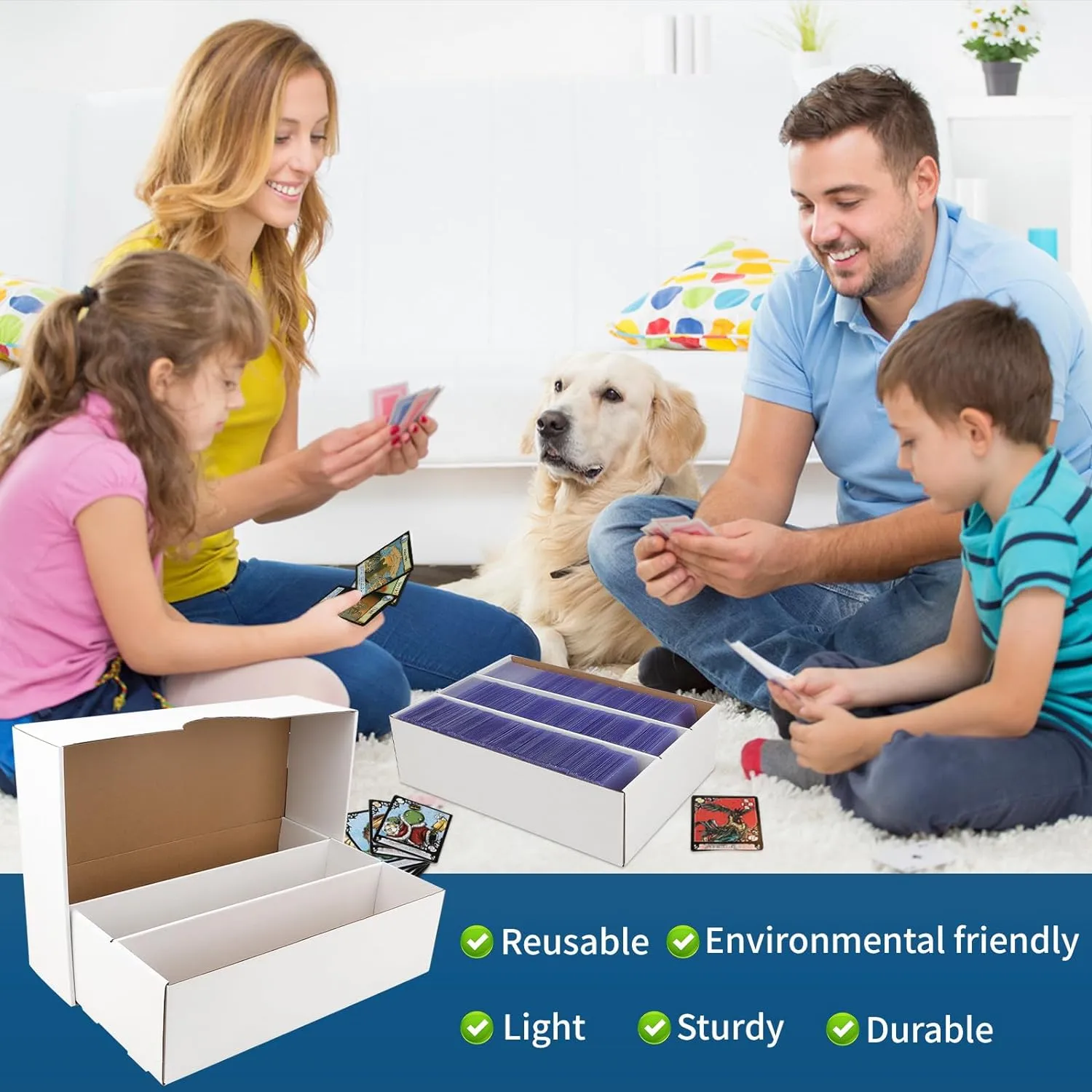4 Pack Trading Card Storage Box, 2340 Count Card Storage Box White Sports Cards Storage Box Card Organizer Box Trading Card Box for Storing Protecting and Organizing Soccer Basketball Game Cards