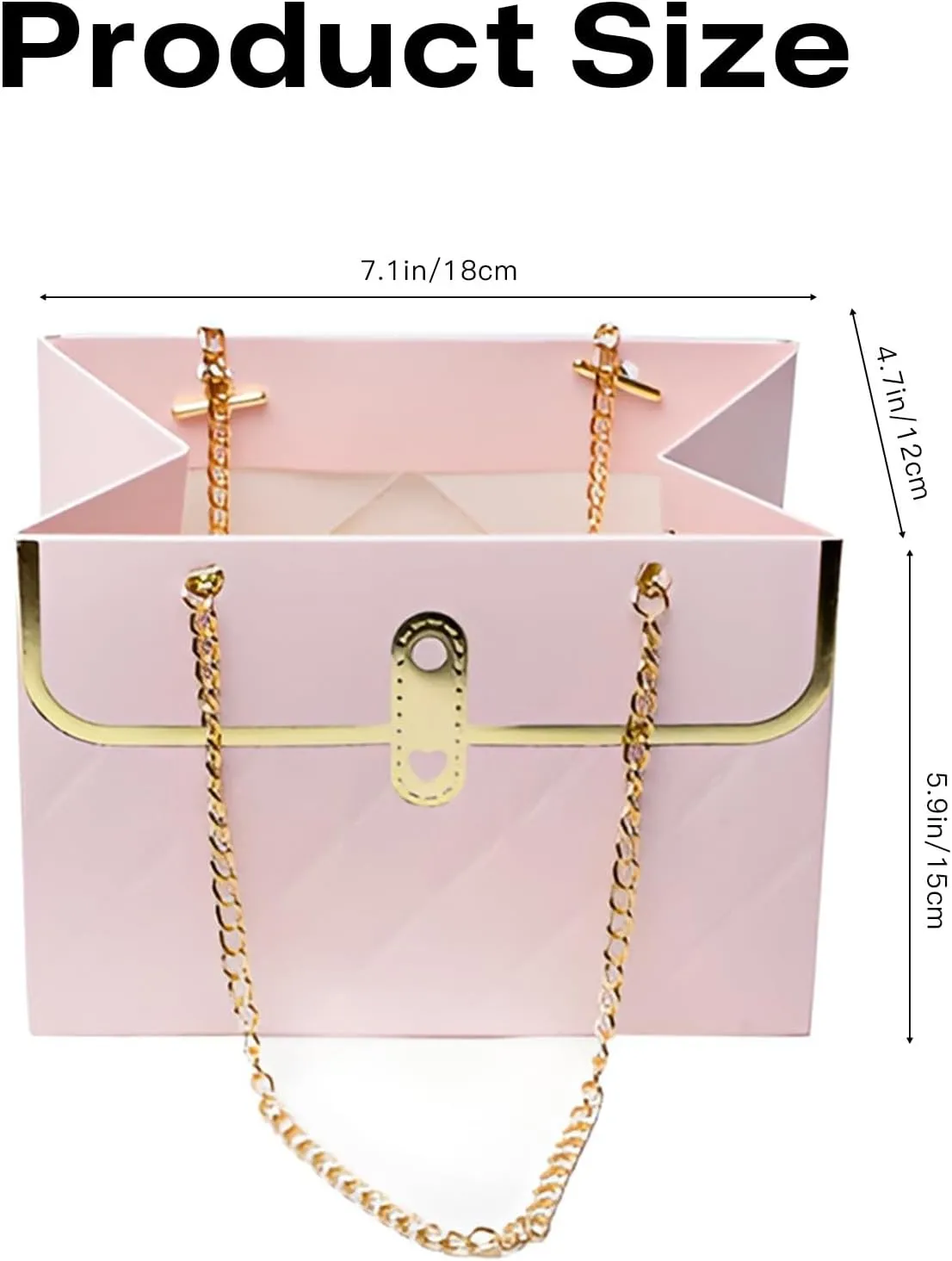 4 Pcs Flower Paper Gift Box, Waterproof Bouquet Storage Bucket Florist Handbag with Metal Chain Flower Boxes for Arrangements for Wedding Mother's Day Birthday Bridal Shower Gift Wrap Craft (Pink)