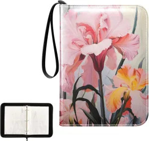 4 Pockets Trading Card Album Holder Book Folder Sports Card Binder Flower Floral 10 400 Double Side Pockets for 3 Ring Binder Zipper
