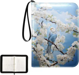 4 Pockets Trading Card Album Holder Book Folder Sports Card Binder Parrot Flower 400 Double Side Pockets for 3 Ring Binder Zipper