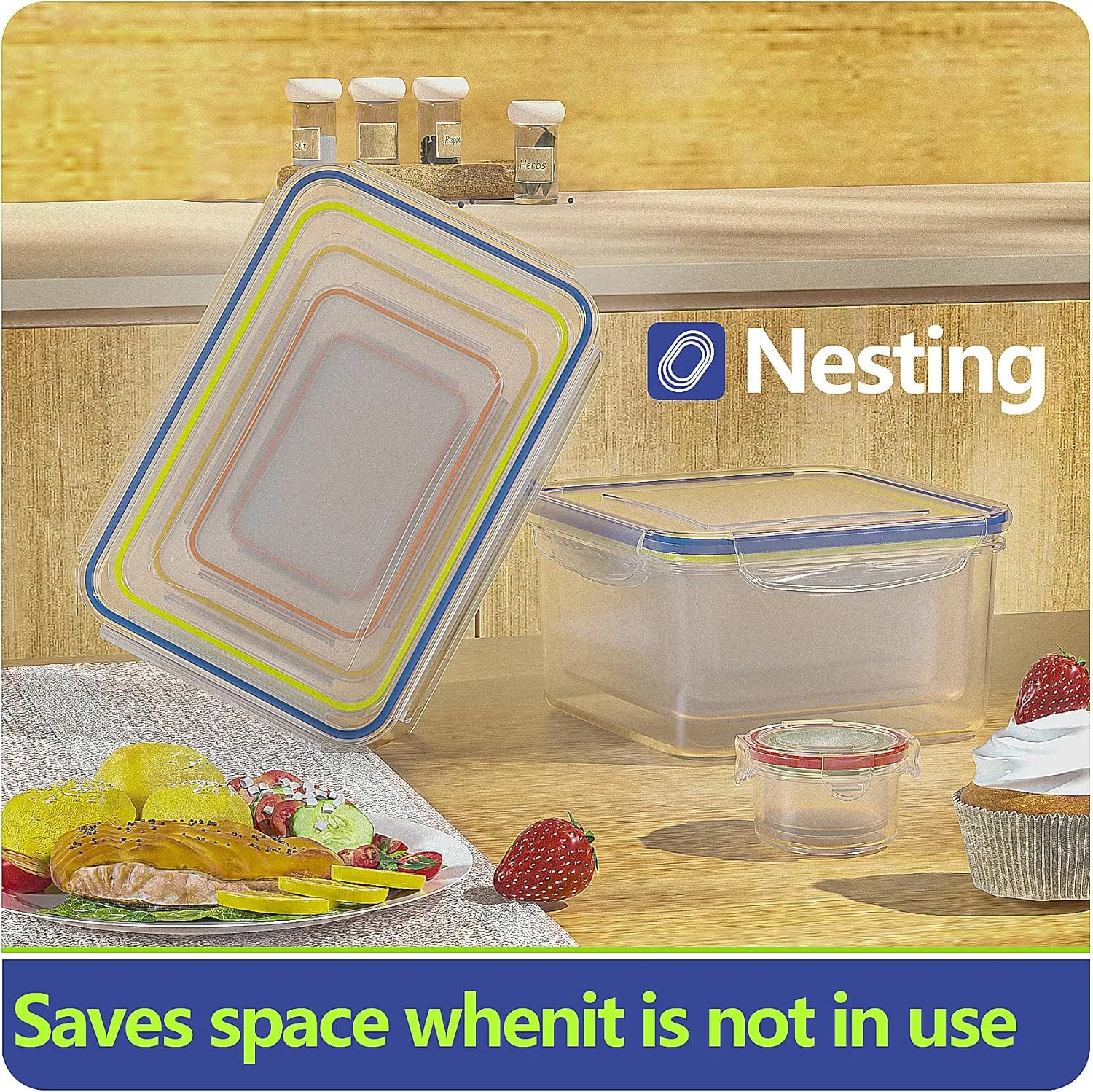 44 PCS Food Storage Containers with Lids Airtight, BPA Free Plastic Meal Prep Containers Reusable, Microwave/Freezer/Dishwasher Safe Leakproof Fruit Vegetables Containers for Kitchen(Colorful)