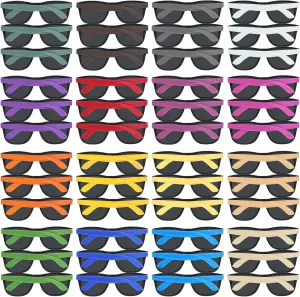 48 Pack 16 Colors Neon Party Sunglasses, 80’s Retro Style Party Favors Sun Glasses Bulk for Carnival, Summer Pool Toys, Goody Bag Stuffers, Boy and Girl Beach Party Supplies, Birthday, School Gift