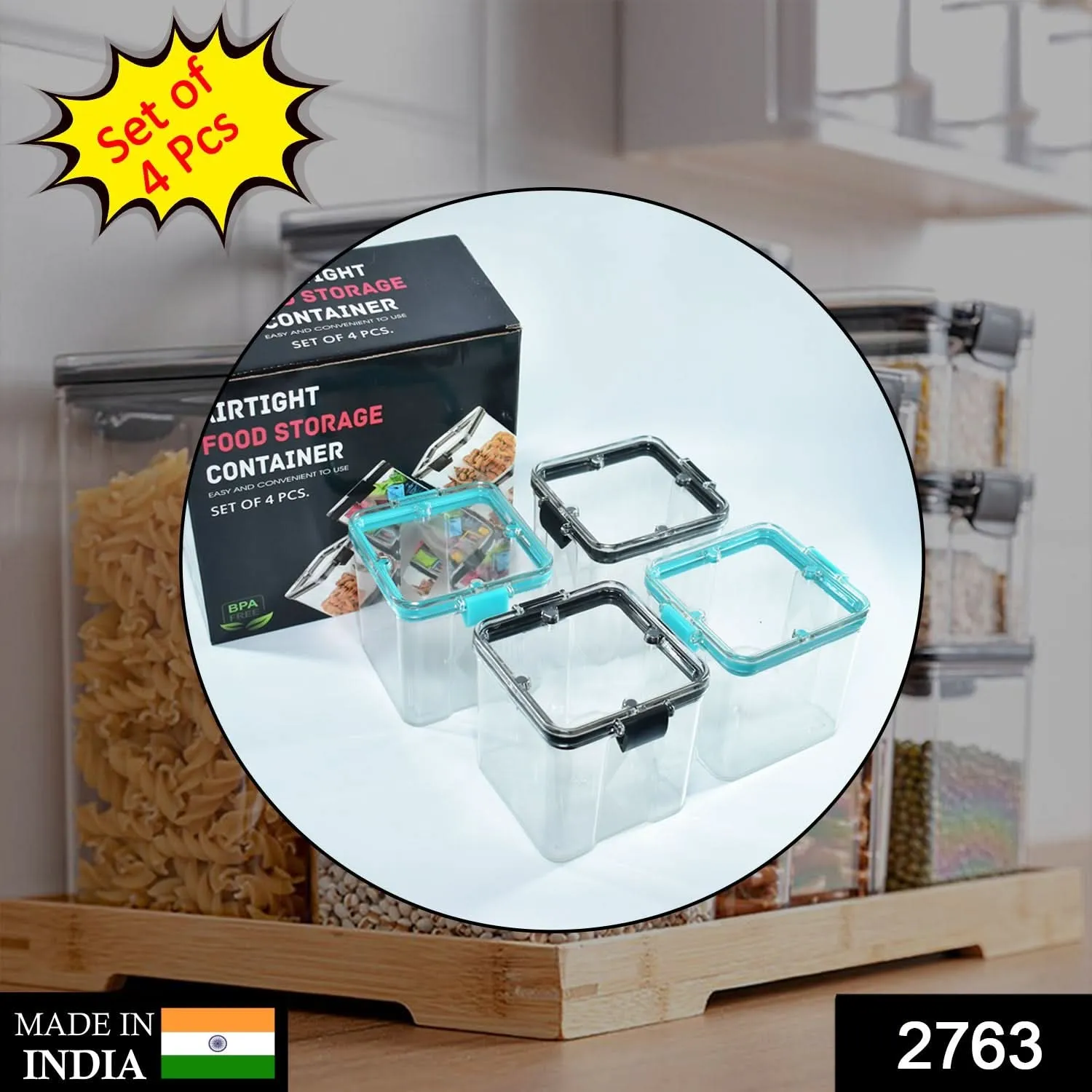 4Pc Square 700ml Food Storage Containers