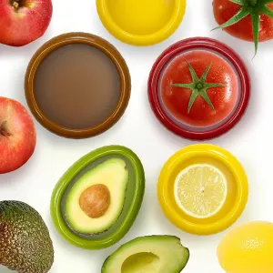 4PCS Fresh Food Savers Reusable Avocado Saver and Onions Storage，Avocado Lemon Tomatoes Pepper Onion Garlic Shape Crisper Containers