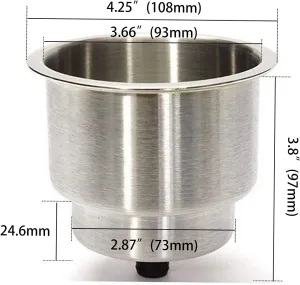4Pcs Stainless Steel Cup Drink Holder Insert with Drain for Marine Boat, RV, Camper