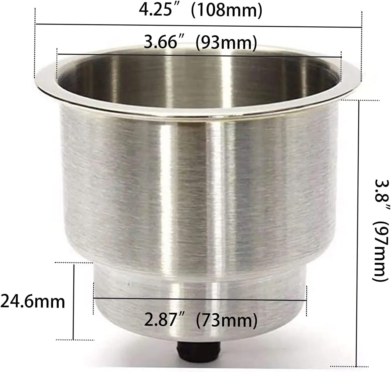 4Pcs Stainless Steel Cup Drink Holder Insert with Drain for Marine Boat, RV, Camper