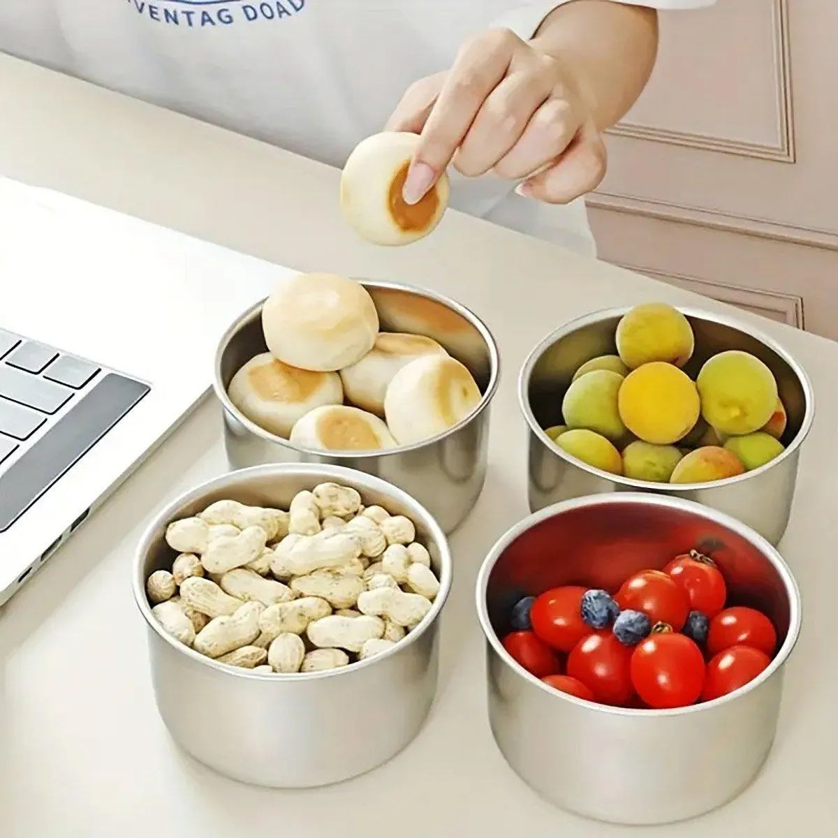 4PCS Stainless Steel Food Containers Set for Fridge Picnic Fruit Preservation