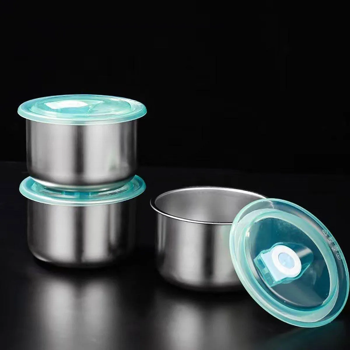 4PCS Stainless Steel Food Containers Set for Fridge Picnic Fruit Preservation