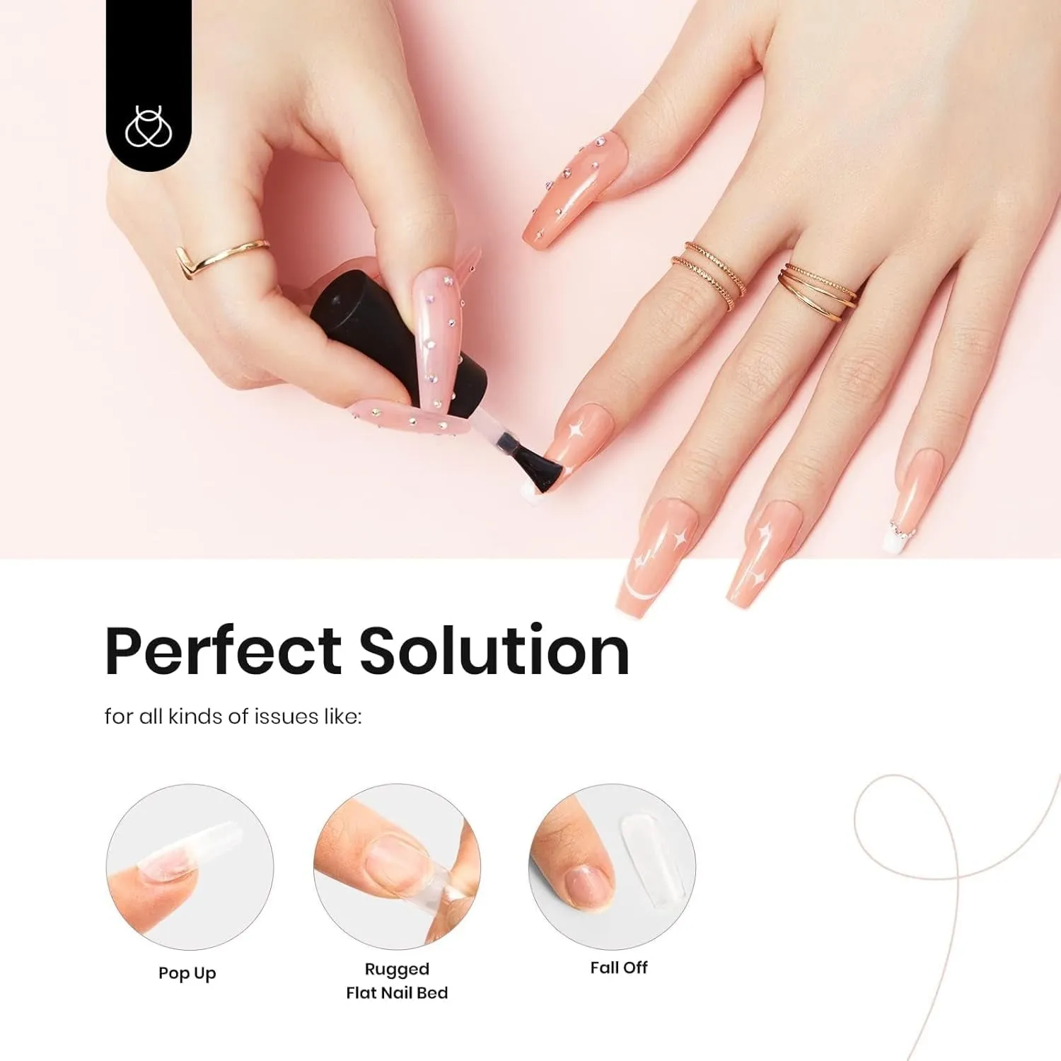 5 in 1 Nail Glue Kit for Acrylic Nails,2 Pcs 15Ml Super Strong Brush in Nail Gel Glue for False Nails Tips and Gel Nail Polish Led Lamp Required Nail Art Gift