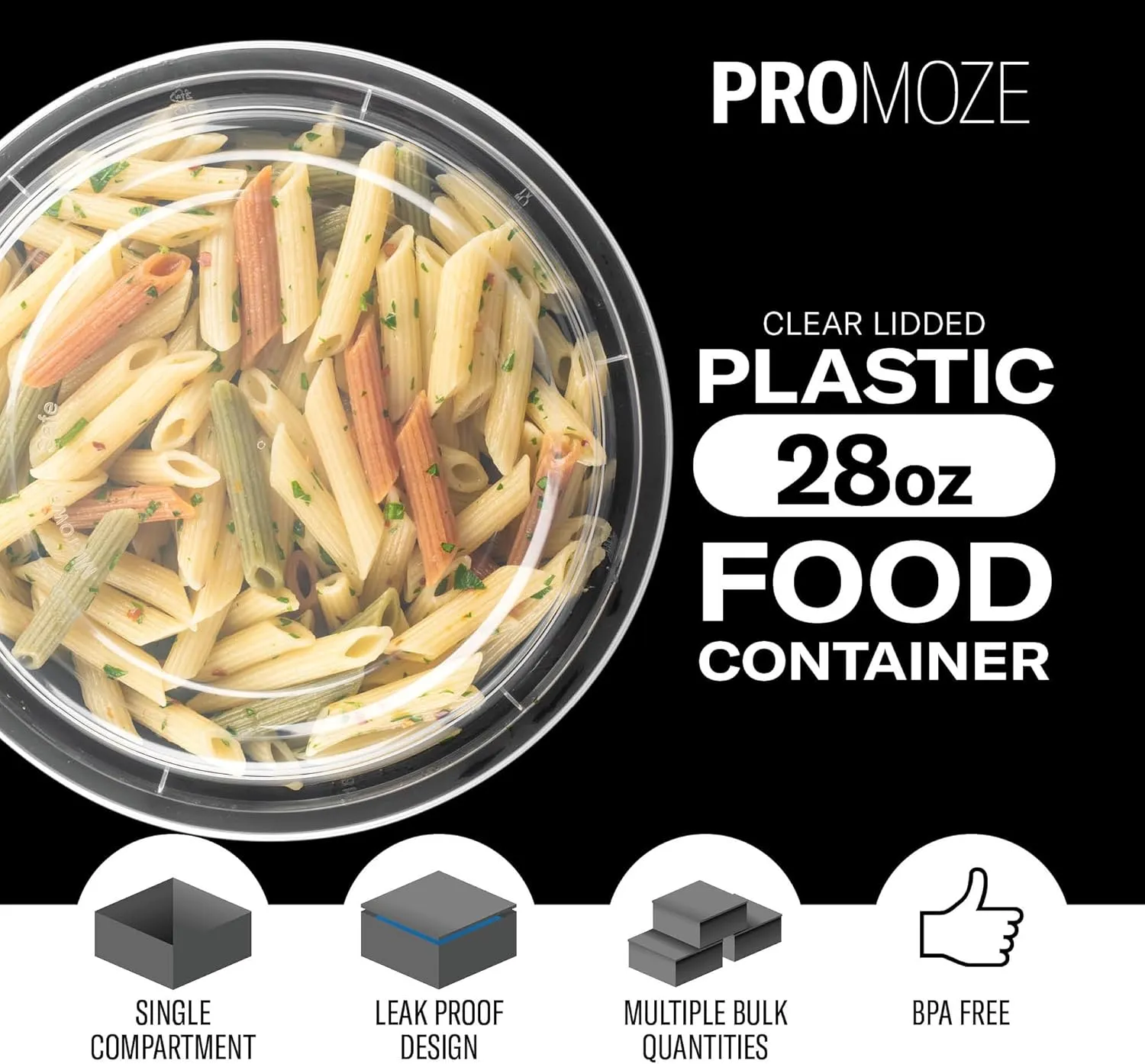 50-Pack Reusable Meal Prep Containers Microwave Safe Food Storage Containers with Lids, 28 oz Round Take Out Disposable Plastic Bento Lunch Box To Go Meal Prep Bowls, BPA-Free, Freezer Dishwasher Safe