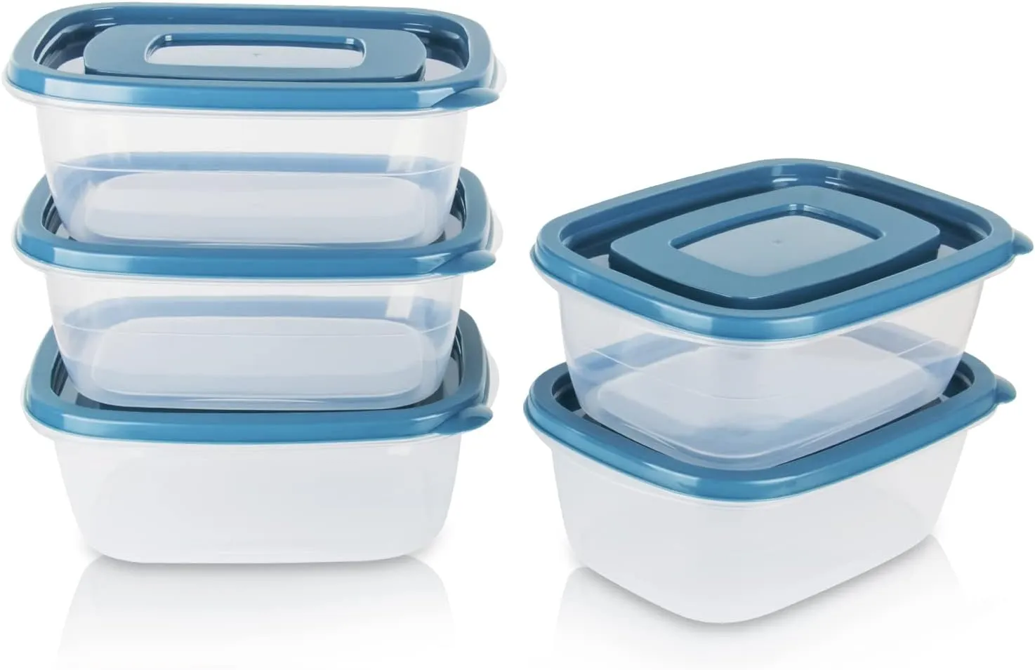 5PCS Food Containers Storage Sets(1000ML per Box),BPA-Free Rectangle Plastic Food Containers with Lids-Stackable Food Storage Box for School,Work,Travel and Meal Prep(Microwave and Fridge Safe)