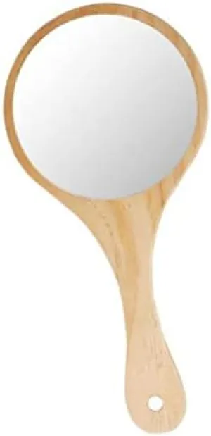 5X Wood Hand Cosmetic Mirror with Handle, Travel-Friendly Makeup for Beauty & Grooming, Pack of 5, &