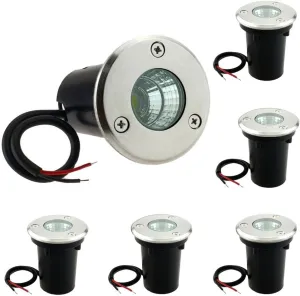 6 Pack 3W Cool White LED Well In Ground Landscape Lights IP67 Waterproof for Outdoor Lighting, Garden, Yard, Patio, Driveway, Deck, Step, Pathway, Low Voltage 12V 24V DC AC