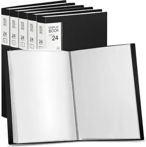 6 Pack Binder with Plastic Sleeves 24 Pocket Art Portfolio Presentation Book Binder 8.5 x 11 Inch Art Portfolio Folder with Clear Sheet Protector Display 48 Pages(Black)
