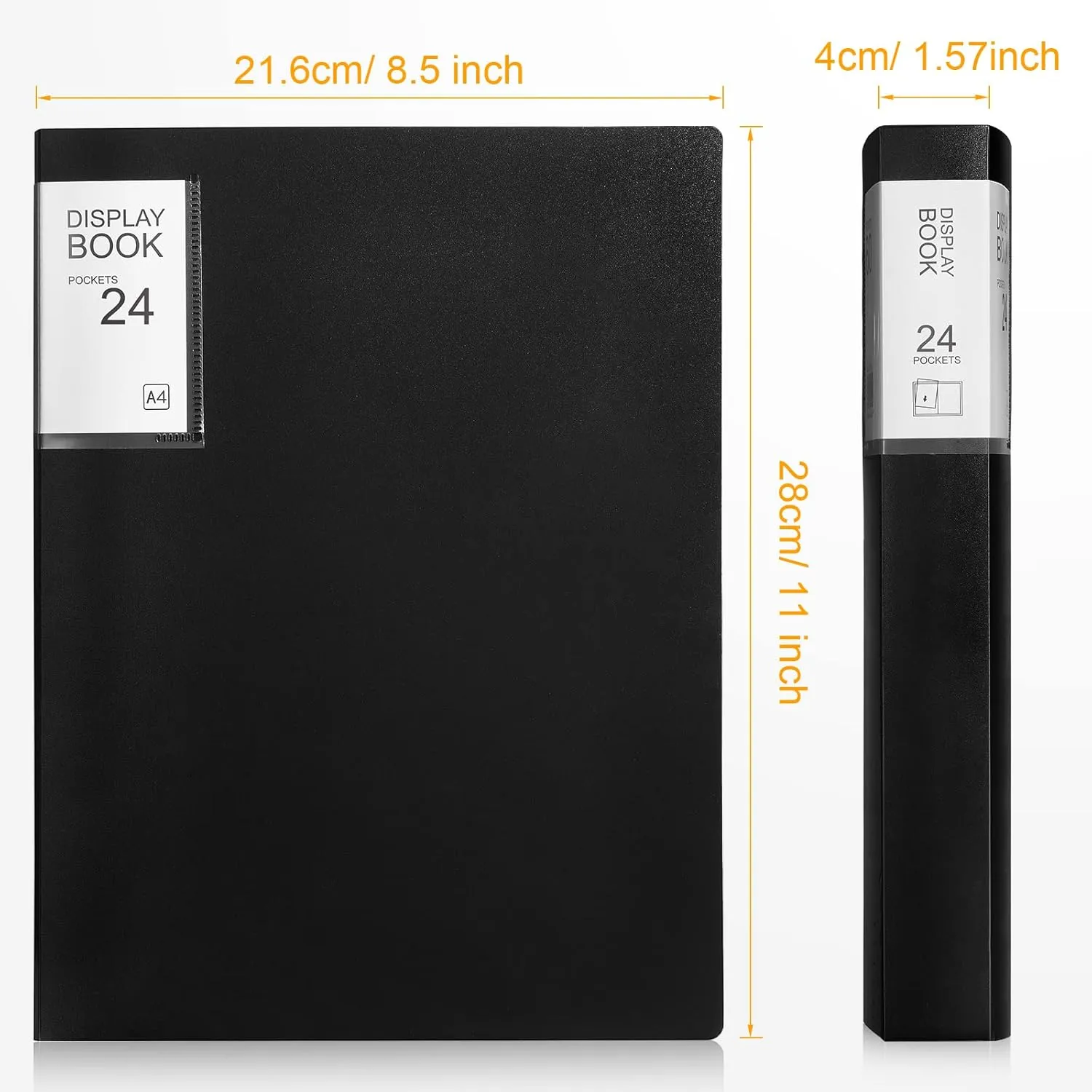 6 Pack Binder with Plastic Sleeves 24 Pocket Art Portfolio Presentation Book Binder 8.5 x 11 Inch Art Portfolio Folder with Clear Sheet Protector Display 48 Pages(Black)