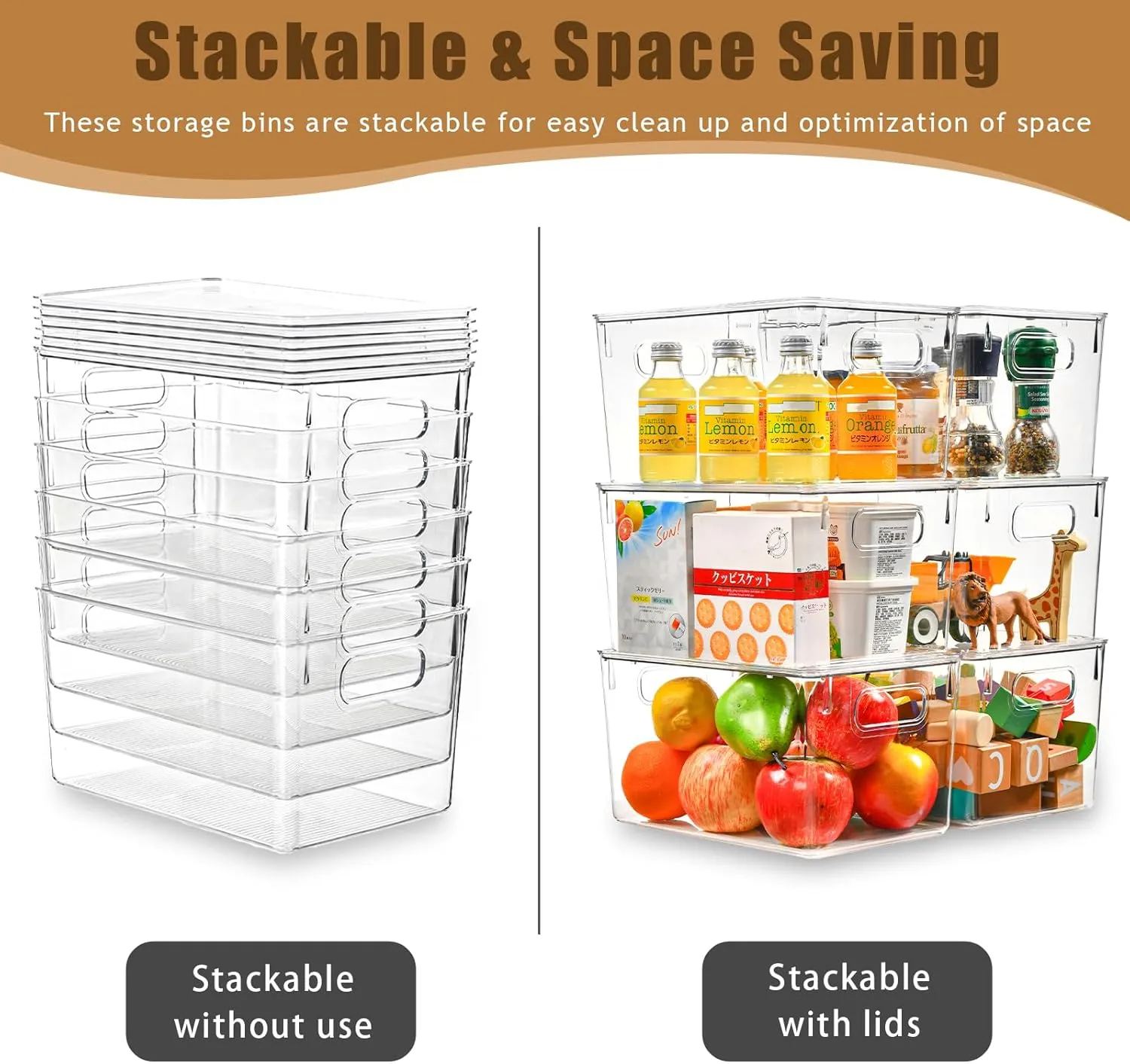 6 Pack Clear Storage Bins with Lids, 7 Quart Stackable Storage Boxes for Storage and Organization, Plastic Storage Containers with Lids, Plastic Bins with Handles for Office, Bedroom, Study Room