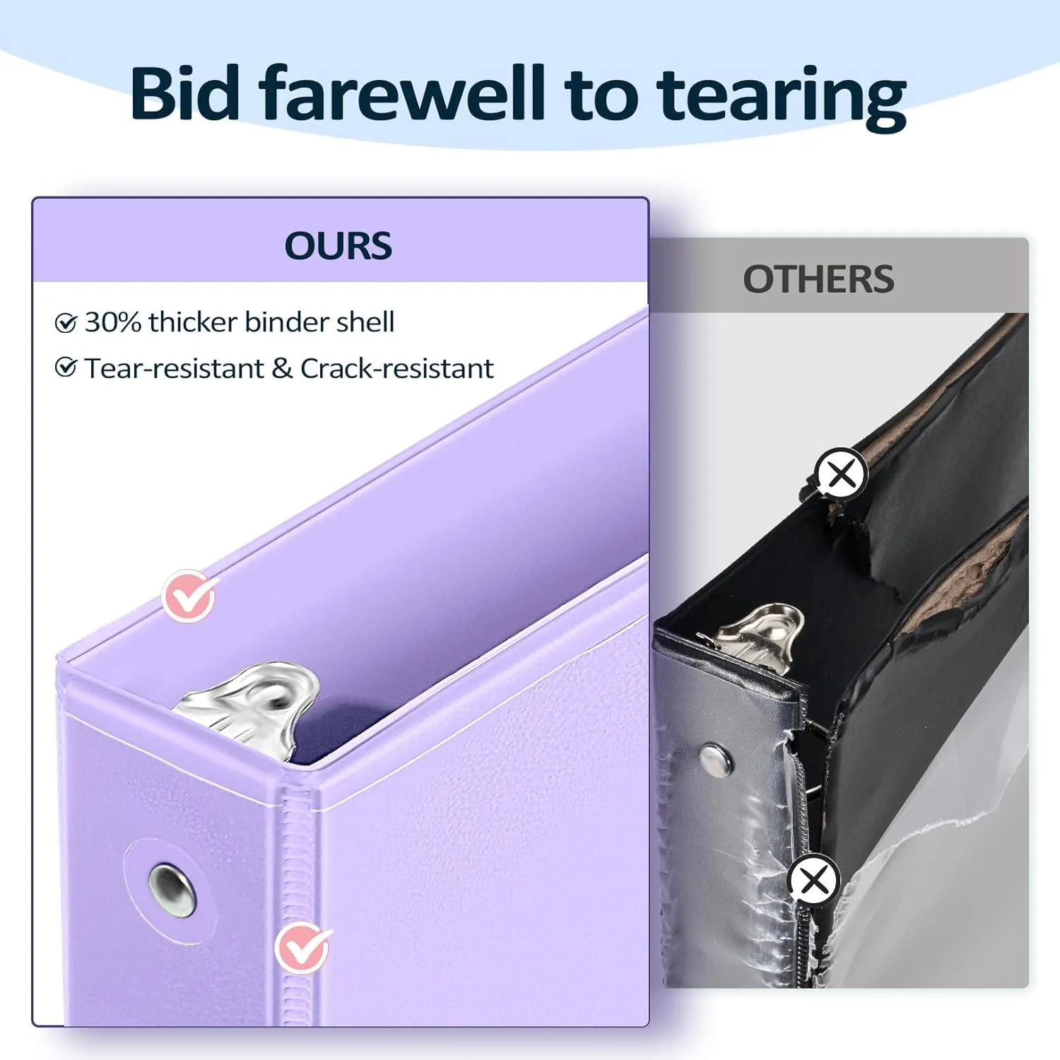 6 Pack Extra Durable 3 Ring Binders 0.5 inch, Sooez 1/2 Three Round Ring Binders with Pockets, Cute Customizable Clear View Cover for 8.5 x 11'' Letter Size Papers, School Office Supplies for Girl