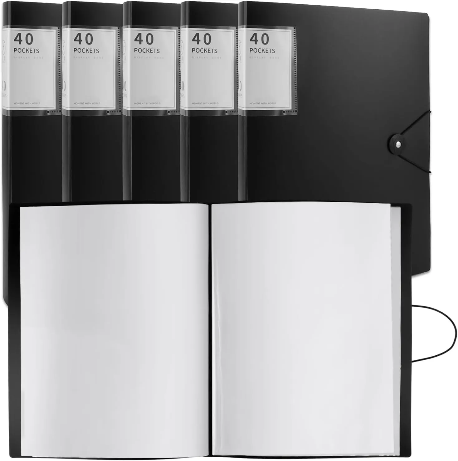 6 Packs Portfolio Folder for Artwork 9"x 12" Art Portfolio Binder with Plastic Sleeves, Black Presentation Book with Protector Sleeves, 40 Pockets 80 Page Capacity