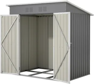 6 x 4 FT Outdoor Storage Shed, Metal Garden Shed with Floor Frame, Small Tool Sheds Outdoor Storage with Lockable Sliding Doors & Air Vents, Storage House Waterproof for Backyard, Lawn, Grey