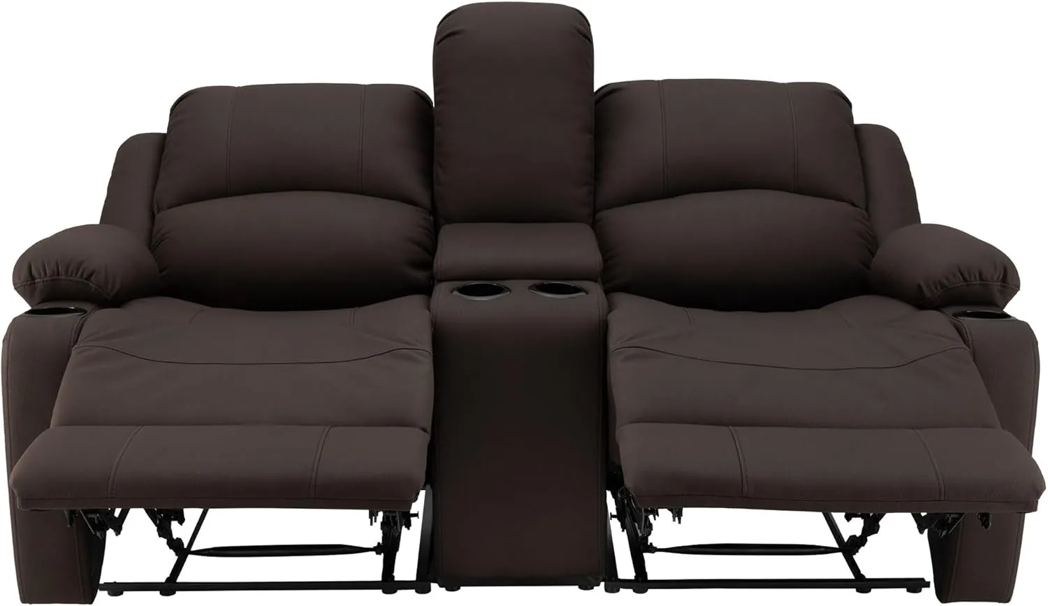 67" Wall Hugger Reclining | RV Theater Seats | Double Recliner RV Sofa & Console | RV Couch | RV Theater Seating | RV Furniture (Powered, Chocolate)