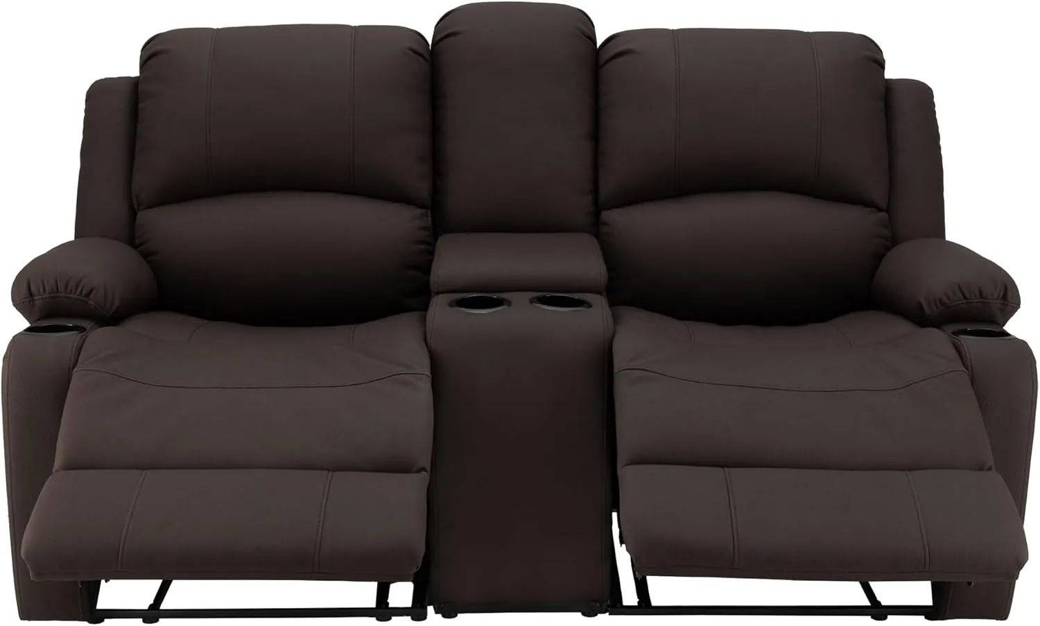 67" Wall Hugger Reclining | RV Theater Seats | Double Recliner RV Sofa & Console | RV Couch | RV Theater Seating | RV Furniture (Powered, Chocolate)
