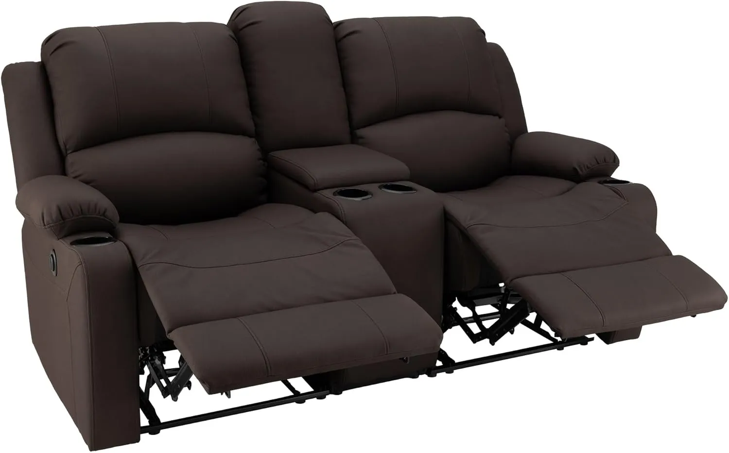 67" Wall Hugger Reclining | RV Theater Seats | Double Recliner RV Sofa & Console | RV Couch | RV Theater Seating | RV Furniture (Powered, Chocolate)