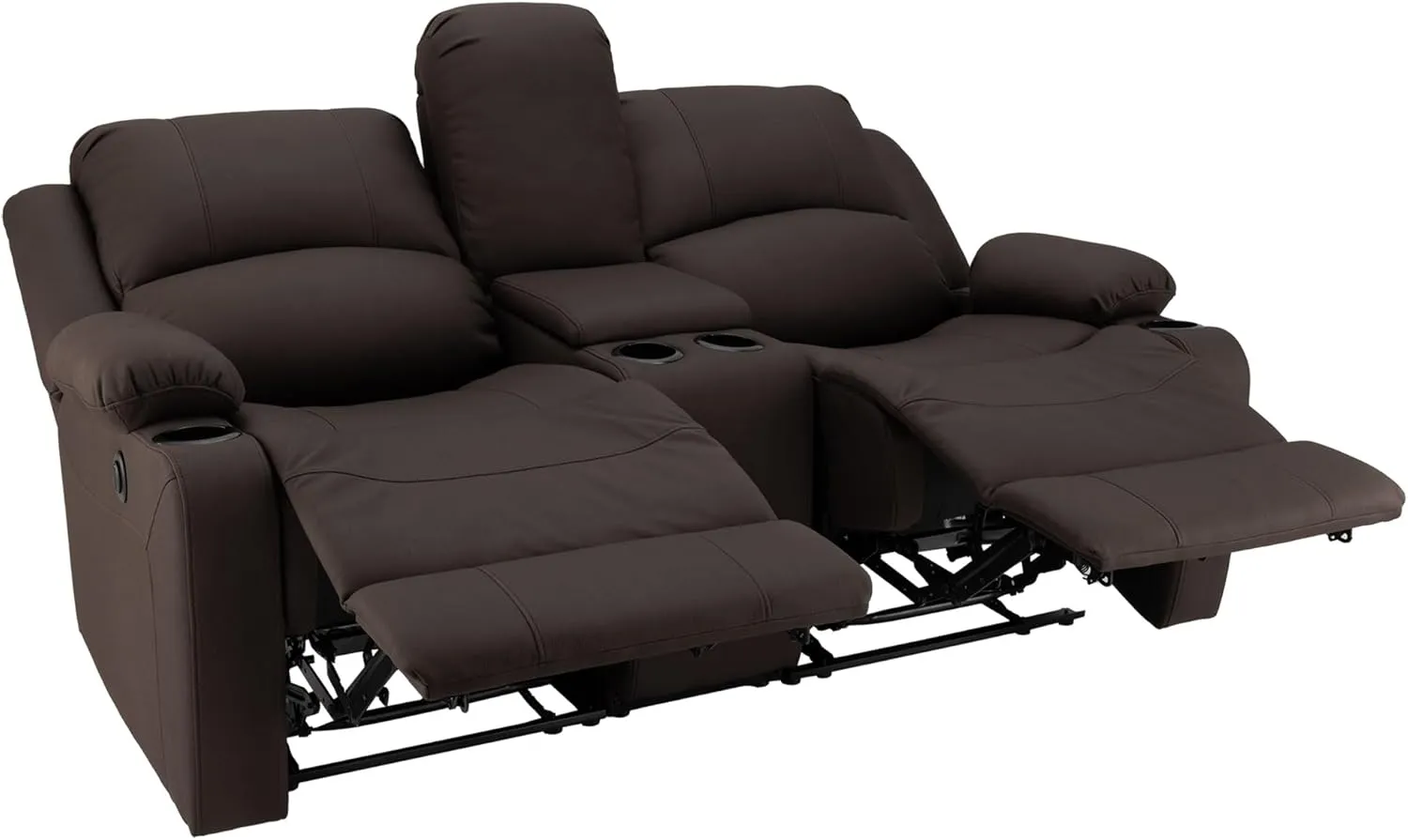 67" Wall Hugger Reclining | RV Theater Seats | Double Recliner RV Sofa & Console | RV Couch | RV Theater Seating | RV Furniture (Powered, Chocolate)