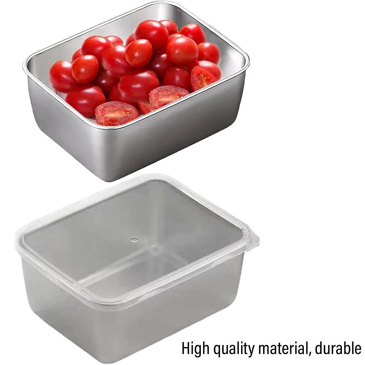 6pcs Stainless Steel Food Storage Box Refrigerator Crisper Rectangle Container