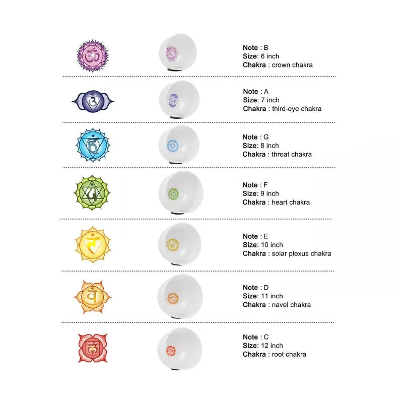 7 Chakra Quartz Crystal Singing Bowl    2 FREE Carrying Cases