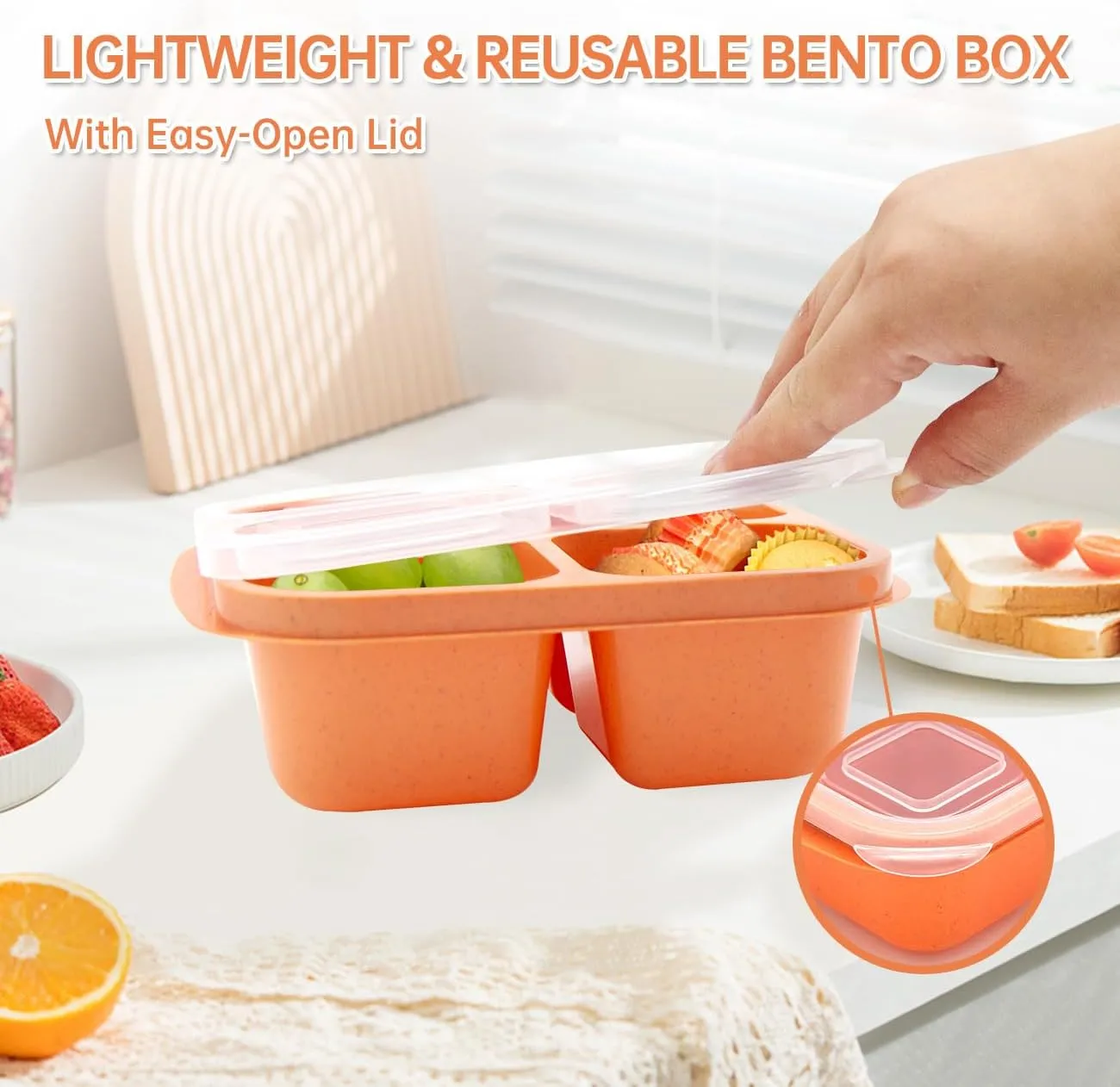 7 Pack Bento Lunch Box ，4 Compartment Snack Containers，Divided Meal Prep Lunch Containers, Kids/Toddle/Adults,Food Storage for School, Work and Travel