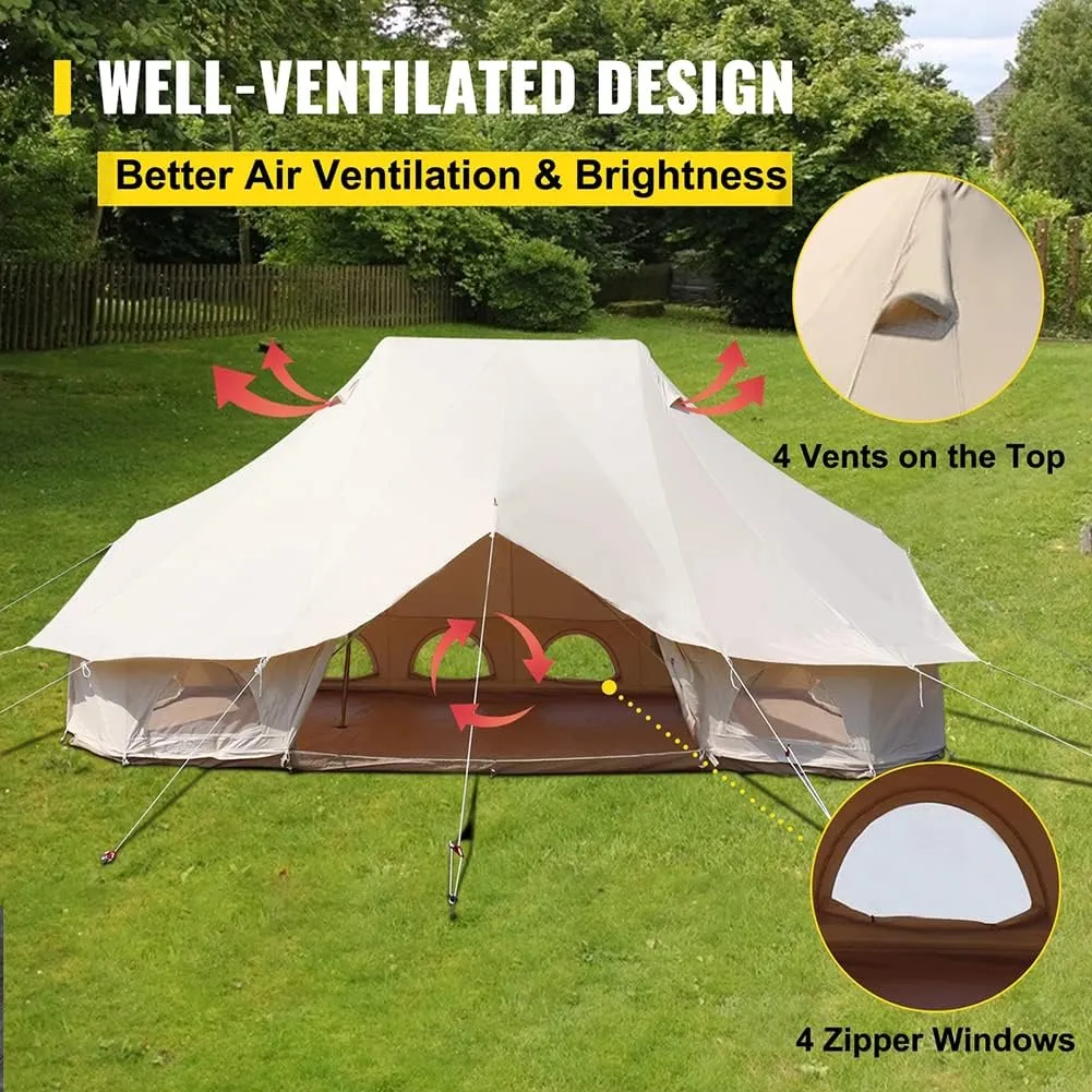 8-12 People Bell Tent Canvas Yurt Tents Canvas/900D Oxford Cloth Tent for Camping Family Tent for Activities Weddings