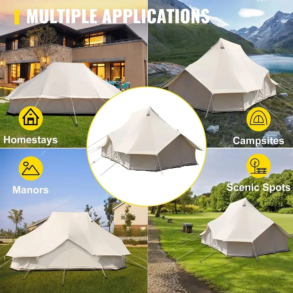 8-12 People Bell Tent Canvas Yurt Tents Canvas/900D Oxford Cloth Tent for Camping Family Tent for Activities Weddings