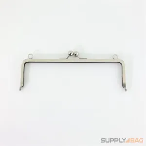 8 3/4 x 2 3/4 inch - Large Silver Clutch Frame with Chain Loops Atop