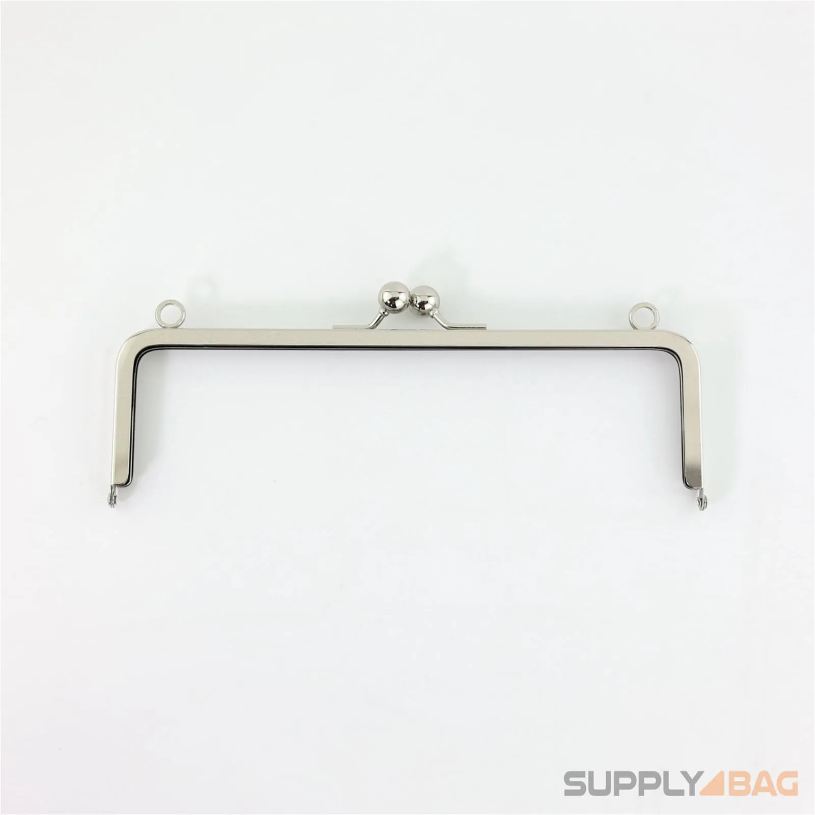 8 3/4 x 2 3/4 inch - Large Silver Clutch Frame with Chain Loops Atop