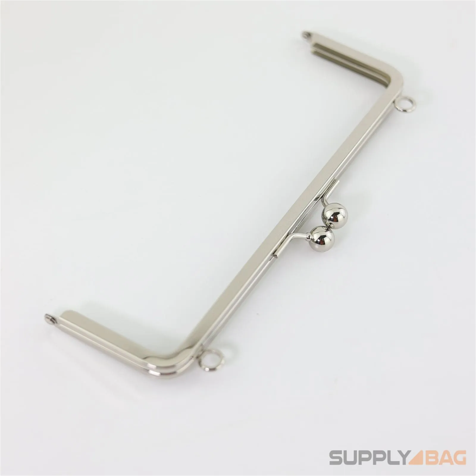 8 3/4 x 2 3/4 inch - Large Silver Clutch Frame with Chain Loops Atop