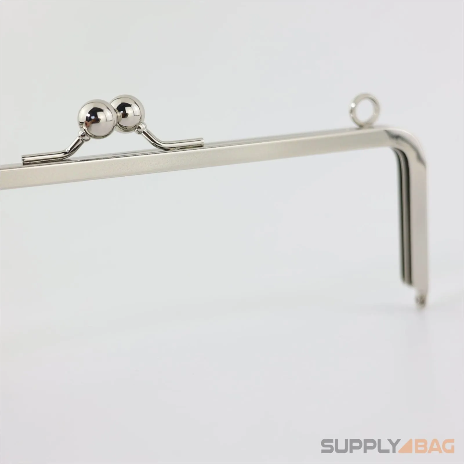 8 3/4 x 2 3/4 inch - Large Silver Clutch Frame with Chain Loops Atop