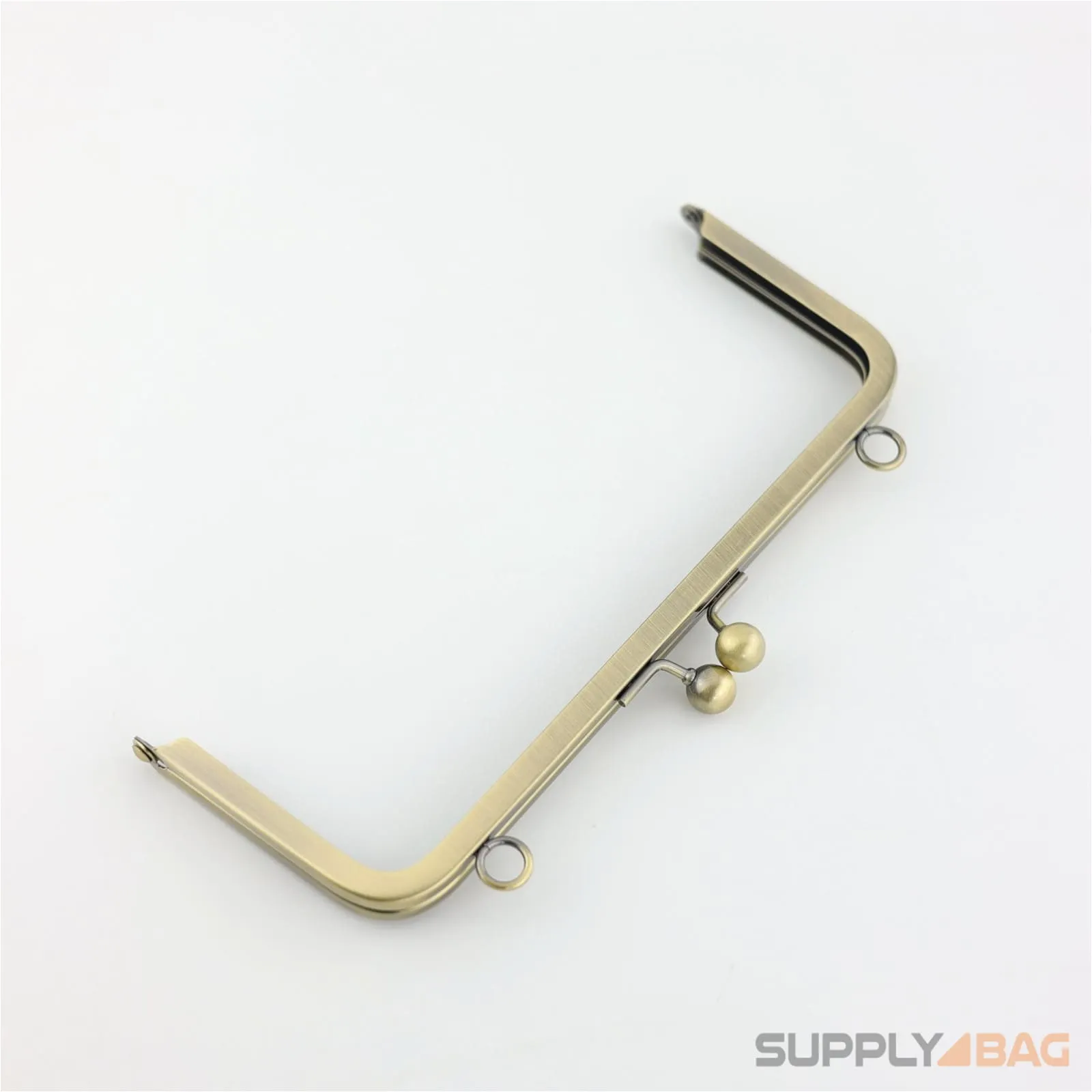 8 3/4 x 3 1/4 inch - Large Antique Brass Clutch Frame with Chain Loops Atop