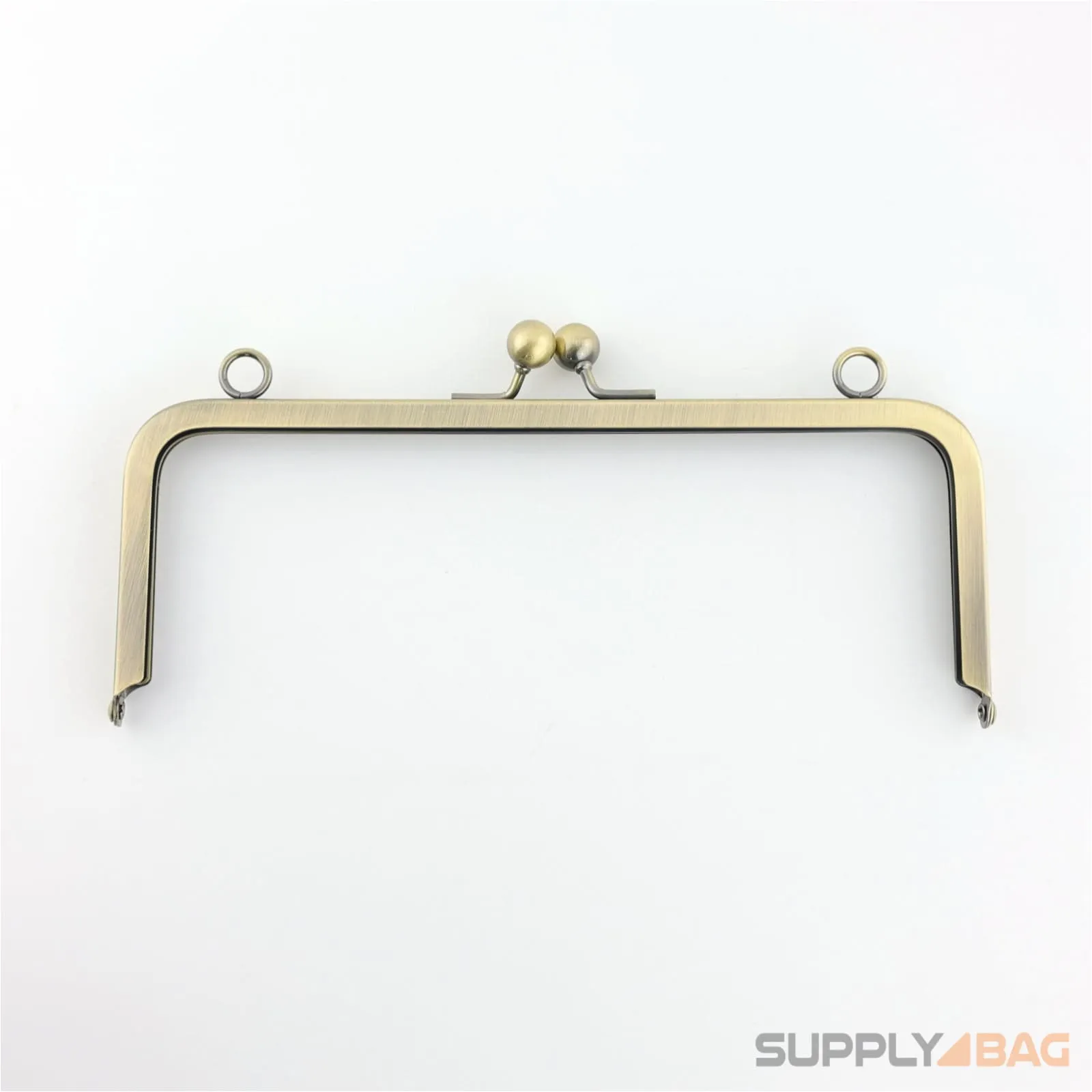 8 3/4 x 3 1/4 inch - Large Antique Brass Clutch Frame with Chain Loops Atop