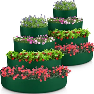 8 Pcs Tiered Strawberry Planter Fabric Raised Garden Planting Beds Heavy Duty Plant Grow Bags Breathable Non Woven Container for Vegetables Flower Herbs Gardening Outdoor (Green)
