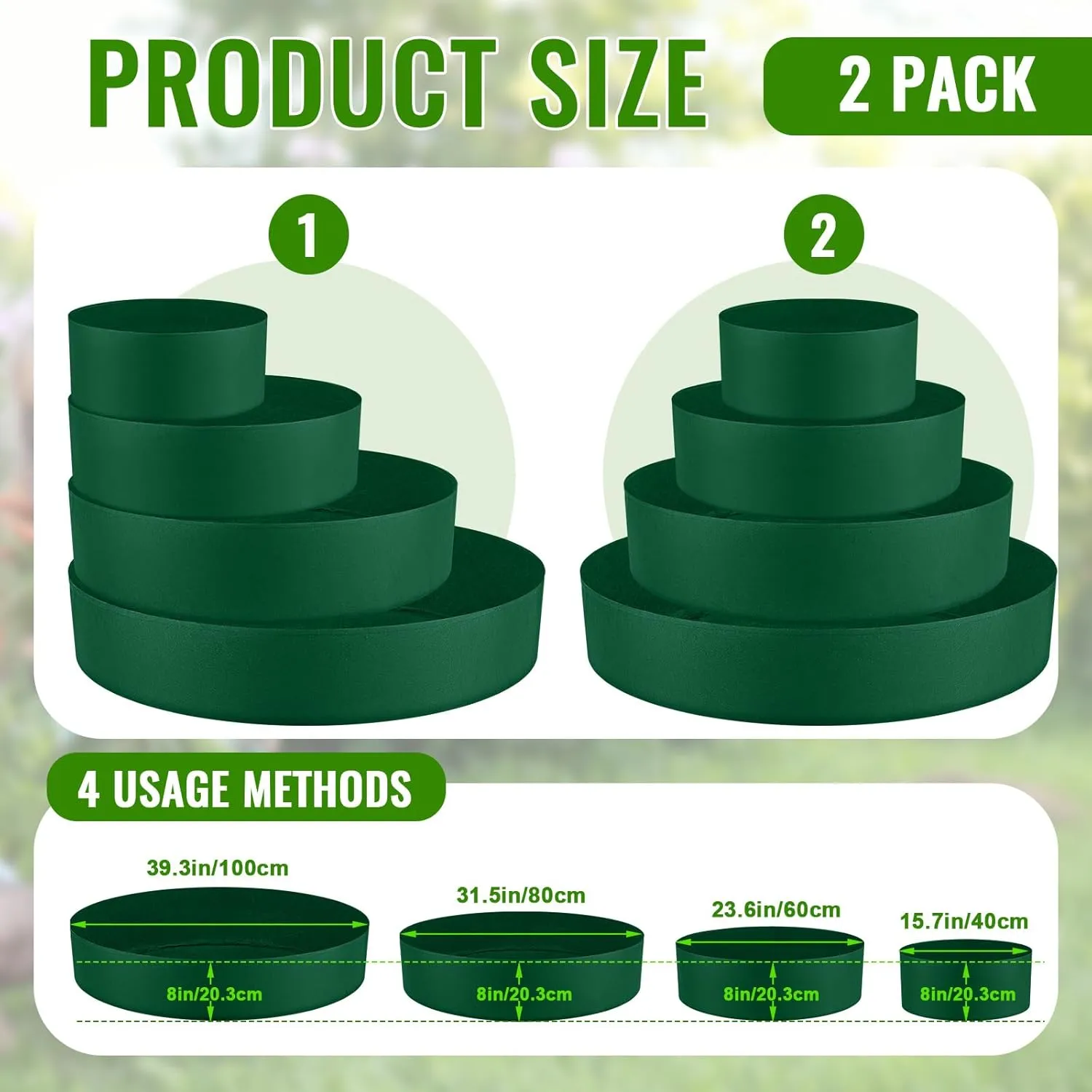 8 Pcs Tiered Strawberry Planter Fabric Raised Garden Planting Beds Heavy Duty Plant Grow Bags Breathable Non Woven Container for Vegetables Flower Herbs Gardening Outdoor (Green)
