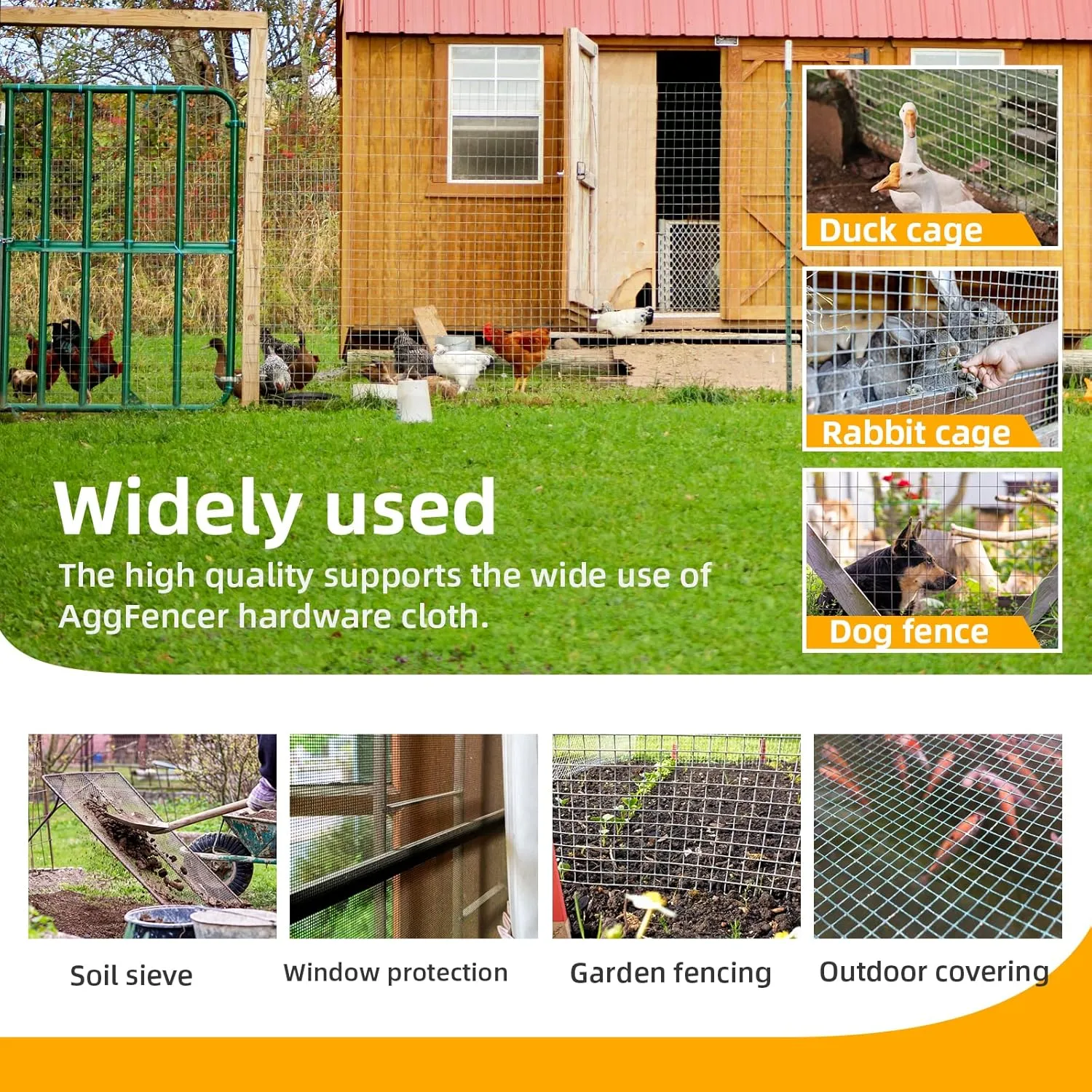 8inch x 25ft Hardware Cloth 1/4 inch Chicken Wire Fencing 23Ga, Hot Dipped Galvanized After Welding Garden Plant Supports Welded Metal Chicken Wire Fence, Poultry Animal Netting Cage Screen
