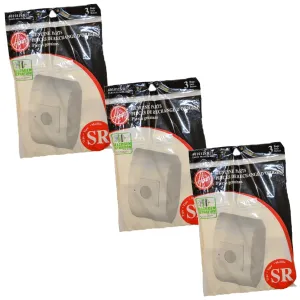 9 Hoover 401011SR Style SR Canister Vacuum Allergen Filtration Bags for S3590, S3591, S3590HV Duros Canisters, Genuine OEM Hoover